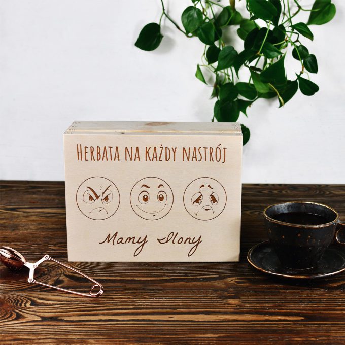 Personalizowane drewniane pudełko na herbatę - Prezent Dla Mamy