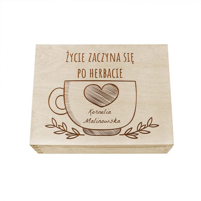 Personalizowane drewniane pudełko na herbatę - Prezent Dla Dziewczyny