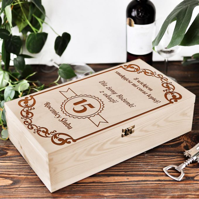 Personalizowane pudełko na 2 wina - Prezent na rocznicę