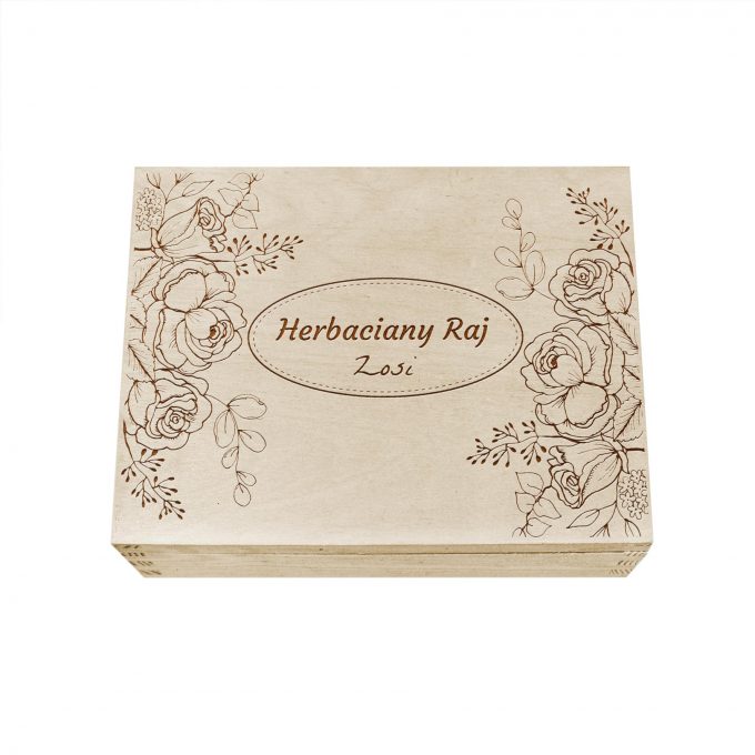 Personalizowane drewniane pudełko na herbatę - Herbaciany Raj