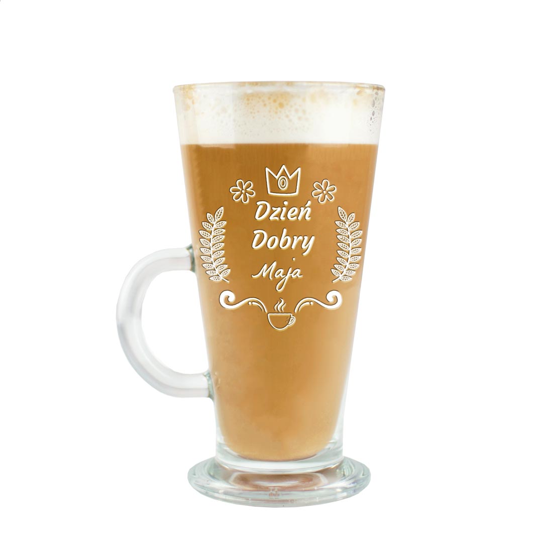 Download Personalizowana szklanka do latte - DZIEŃ DOBRY - Giftbay