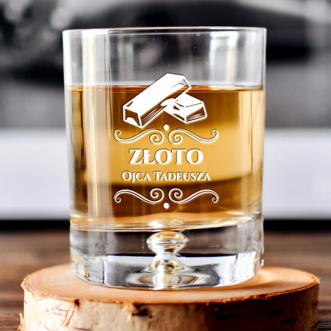 Personalizowana szklanka do whisky - Złoto Ojca