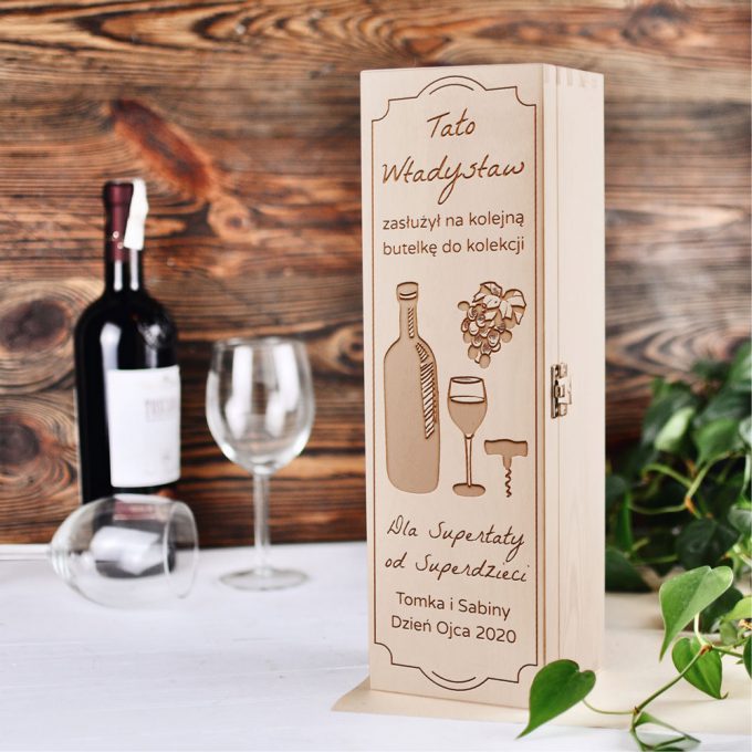 Personalizowane drewniane pudełko na alkohol - Dla Supertaty od Superdzieci