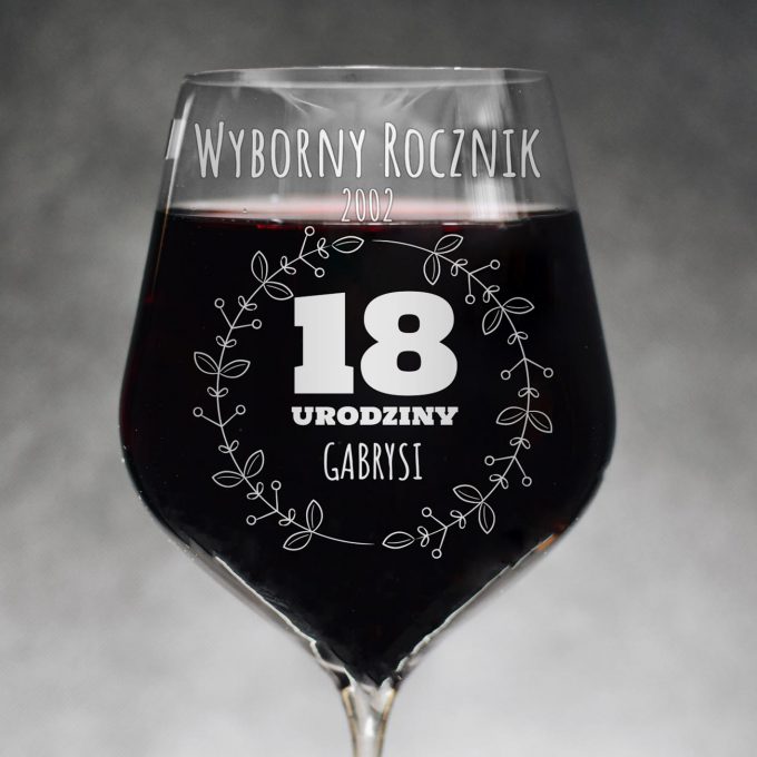 Personalizowany kieliszek do wina XXL - Wyborny rocznik. 18 urodziny.