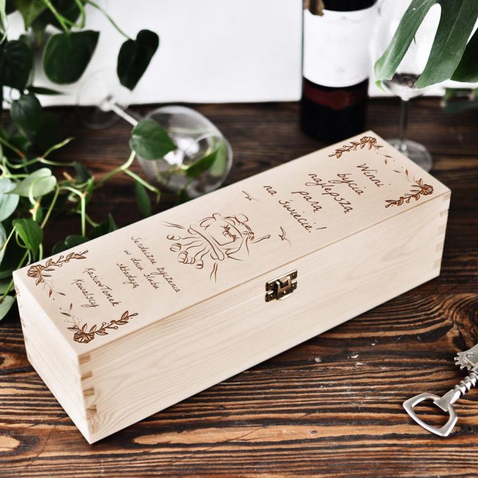 Personalizowane drewniane pudełko na wino - Winni bycia najlepszą parą na świecie!