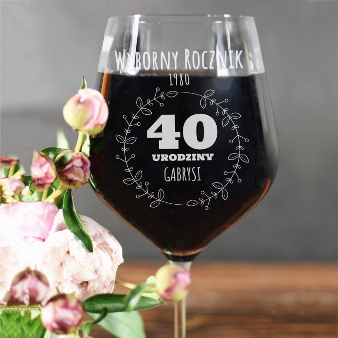 Personalizowany kieliszek do wina XXL - Wyborny rocznik. 40 urodziny.