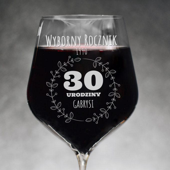 Personalizowany kieliszek do wina XXL - Wyborny rocznik. 30 urodziny.