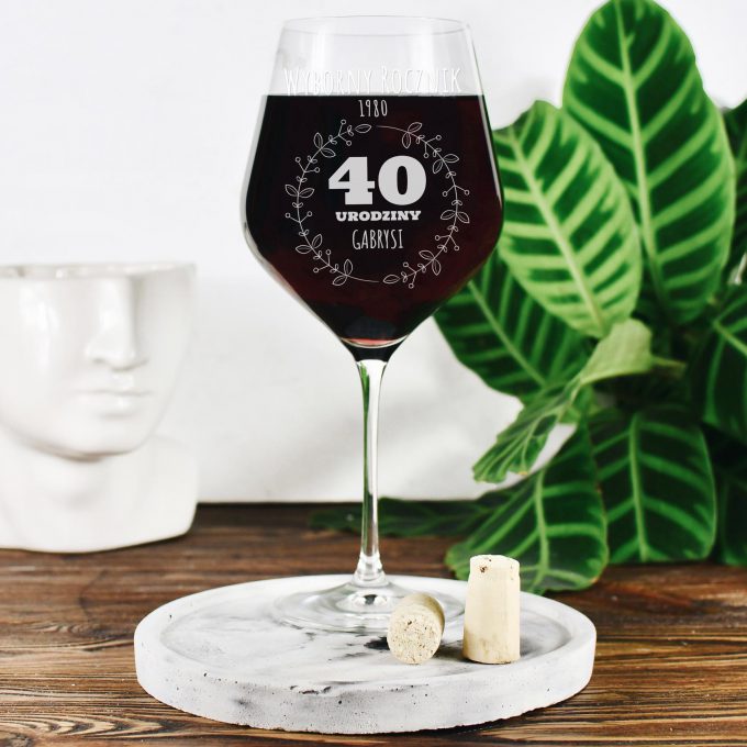 Personalizowany kieliszek do wina XXL - Wyborny rocznik. 40 urodziny.