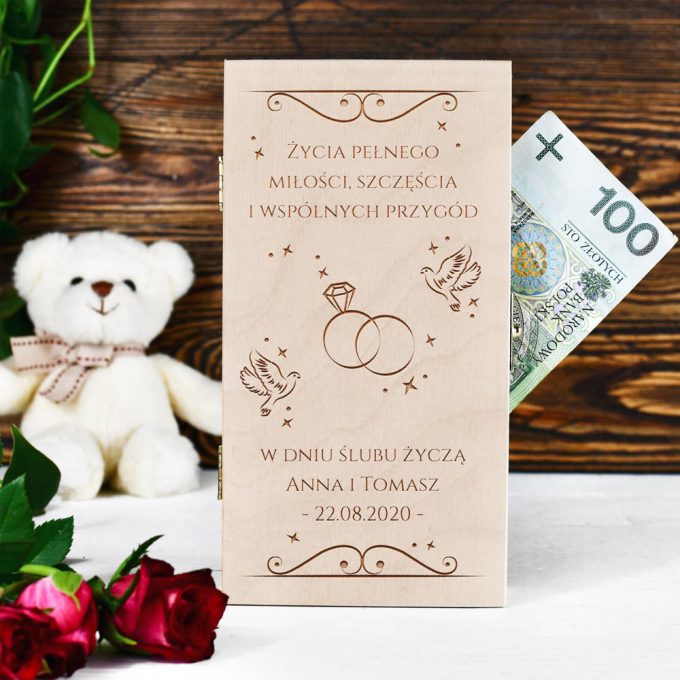 Personalizowane pudełko na pieniądze - życia pełnego miłości, szczęścia i wspólnych przygód